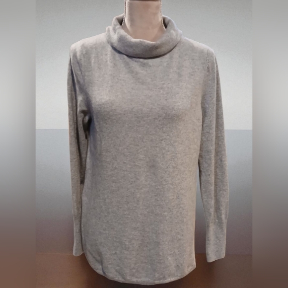 Talbots 100% Pure Cashmere Grey Turtleneck Luxury Knit Womans Large Old Money - Picture 1 of 9